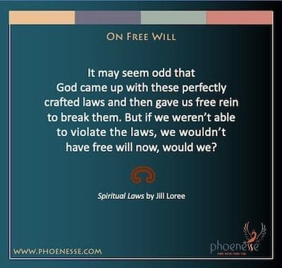 On Free Will: It may seem odd that God came up with these perfectly crafted laws and then gave us free rein to break them. But if we weren’t able to violate the laws, we wouldn’t have free will now, would we?