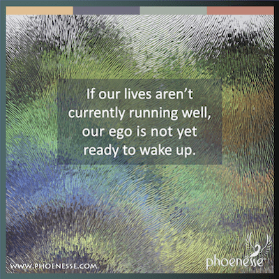 If our lives aren’t currently in reasonably good working order, our ego is not yet ready to wake up.