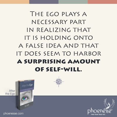 Das Ego spielt eine notwendige Rolle, um zu erkennen, dass es an einer falschen Idee festhält und dass es ein überraschendes Maß an Eigenwilligkeit zu beherbergen scheint.