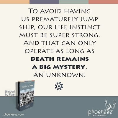 Para evitar que abandonemos o navio prematuramente, nosso instinto de vida deve ser muito forte. E isso só pode operar enquanto a morte permanecer um grande mistério, um desconhecido.
