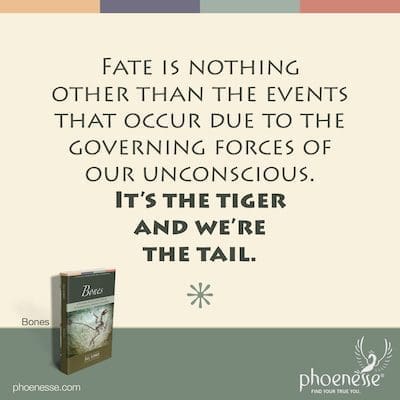 El destino no es otra cosa que los eventos que ocurren debido a las fuerzas gobernantes de nuestro inconsciente. Es el tigre y nosotros la cola.