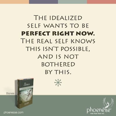 The idealized self wants to be perfect right now. The real self knows this isn't possible, and isn't bothered by this one little bit.