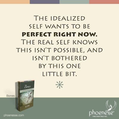 The idealized self wants to be perfect right now. The real self knows this isn't possible, and isn't bothered by this one little bit.