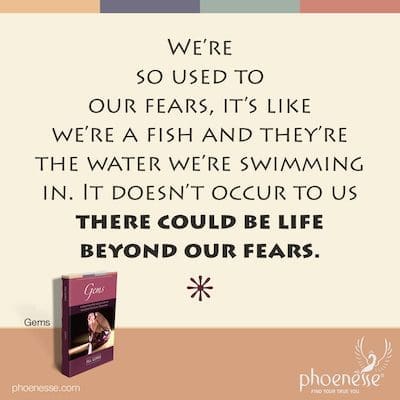 We’re so used to our fears, it’s like we’re a fish and they’re the water we’re swimming in. It doesn’t occur to us there could be life beyond our fears.