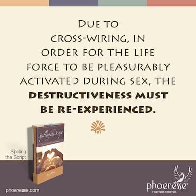 Due to cross-wiring, in order for the life force to be pleasurably activated during sex, the destructiveness must be re-experienced.