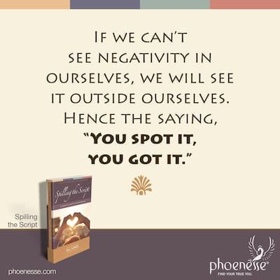 Si no podemos ver la negatividad en nosotros mismos, la veremos fuera de nosotros. De ahí el dicho: "Lo ves, lo tienes".