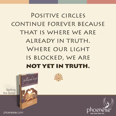 Positive Kreise setzen sich für immer fort, denn dort sind wir bereits in Wahrheit. Wo unser Licht blockiert ist, sind wir noch nicht in der Wahrheit.