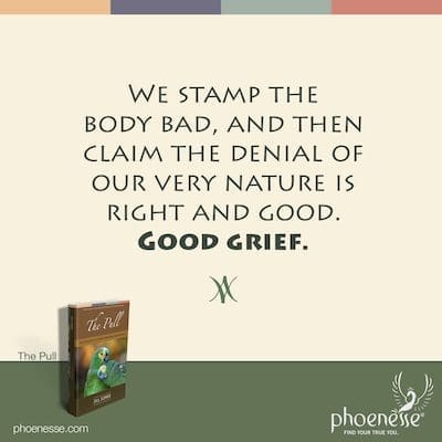 We stamp the body bad, and then claim the denial of our very nature is right and good. Good grief.