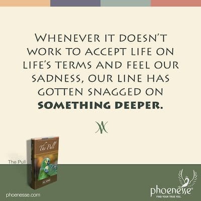 Whenever it doesn’t work to accept life on life’s terms and feel our sadness, our line has gotten snagged on something deeper.